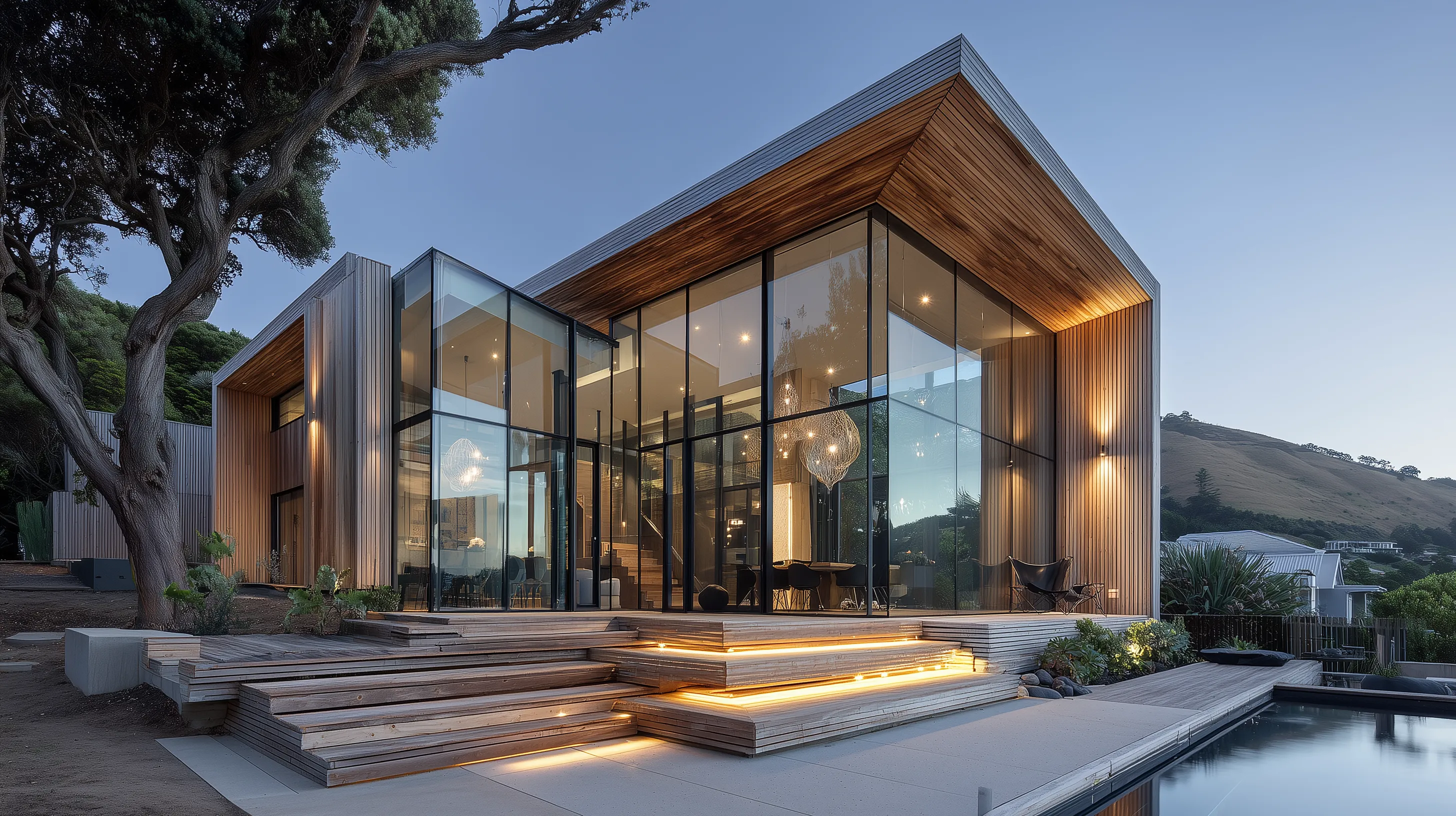 Casa contemporânea integrada à vegetação